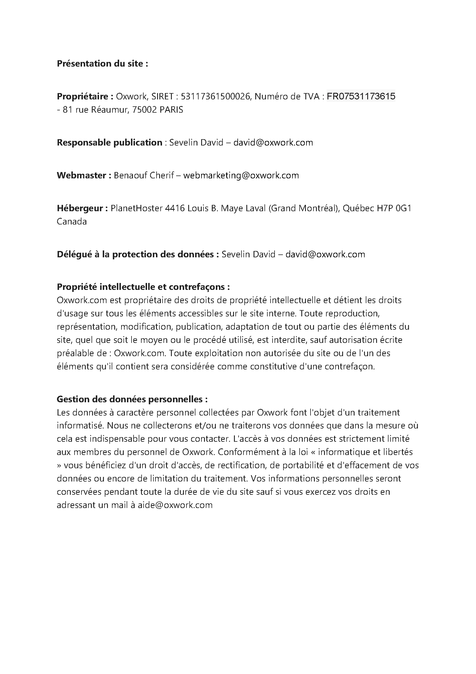Mentions légales